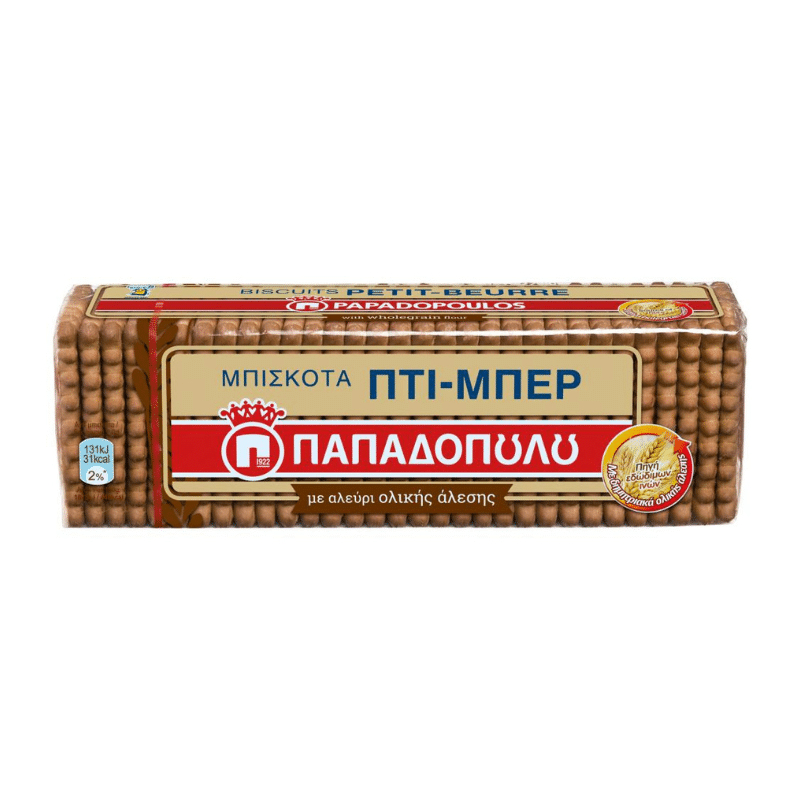 Petit Beurre Kekse mit Vollkorn (225g) Papadopoulou von Papadopoulos bei Araxxon  - Hochwertiges griechisches Produkt.   Petit Beurre Kekse mit Vollkorn (225g) Papadopoulou από Papadopoulos στο Araxxon  - Αυθεντικό ελληνικό προϊόν.
